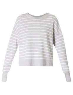 Sweaty Betty After Class Crop Sweatshirt - Lily White Light Grey Marl Stripe -The Sports Edit Store sweaty betty after class crop sweatshirt lily white light grey marl stripe sb5622c 8
