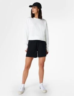 Sweaty Betty After Class Crop Sweatshirt - Lily White -The Sports Edit Store sweaty betty after class crop sweatshirt lily white sb5622c 3