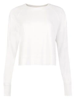 Sweaty Betty After Class Crop Sweatshirt - Lily White -The Sports Edit Store sweaty betty after class crop sweatshirt lily white sb5622c 5