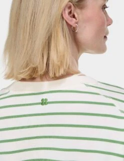 Sweaty Betty After Class Crop Sweatshirt - Lilywhite Green Stripe -The Sports Edit Store sweaty betty after class crop sweatshirt lilywhite green stripe sb5622c 3