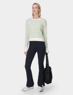 Sweaty Betty After Class Crop Sweatshirt - Lilywhite Green Stripe -The Sports Edit Store sweaty betty after class crop sweatshirt lilywhite green stripe sb5622c 5