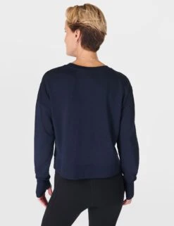 Sweaty Betty After Class Crop Sweatshirt - Navy Blue 9 Sweaty Betty After Class Crop Sweatshirt - Navy Blue -The Sports Edit Store sweaty betty after class crop sweatshirt navy blue sb5622c 3