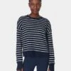 Sweaty Betty After Class Crop Sweatshirt - Navy White Stripe -The Sports Edit Store sweaty betty after class crop sweatshirt navy white stripe sb5622c 1