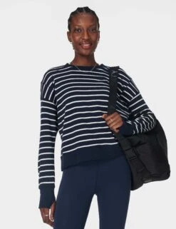 Sweaty Betty After Class Crop Sweatshirt - Navy White Stripe 15 Sweaty Betty After Class Crop Sweatshirt - Navy White Stripe -The Sports Edit Store sweaty betty after class crop sweatshirt navy white stripe sb5622c 5