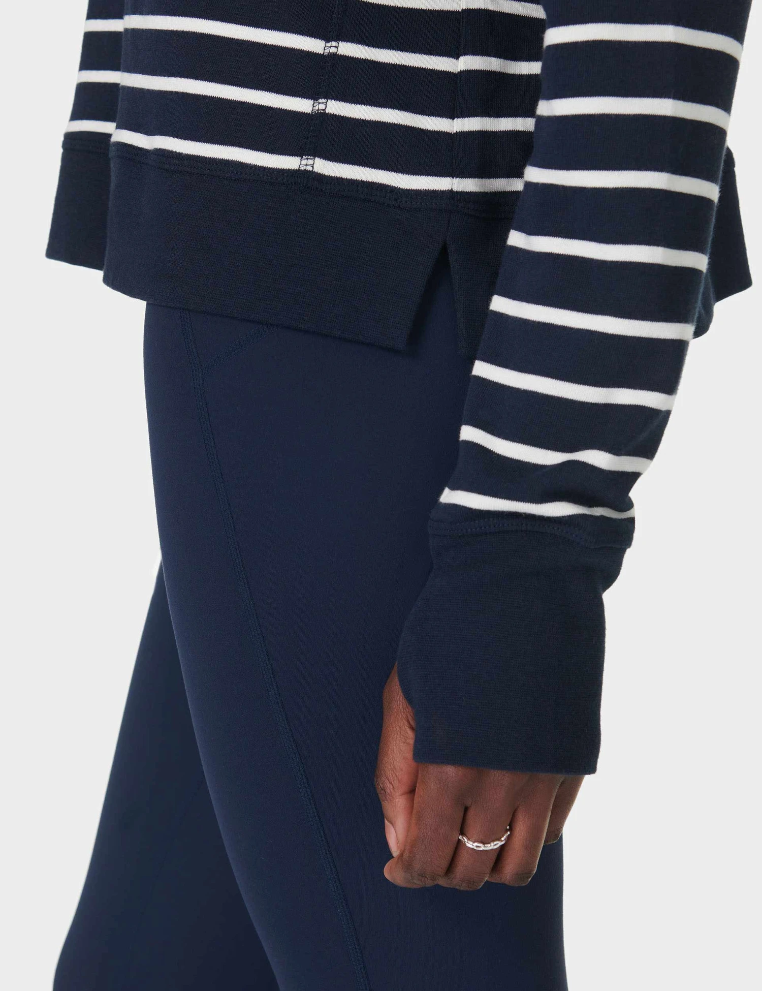 Sweaty Betty After Class Crop Sweatshirt - Navy White Stripe 6 Sweaty Betty After Class Crop Sweatshirt - Navy White Stripe - Image 4