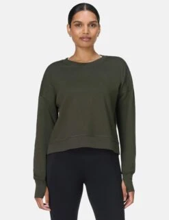 Sweaty Betty After Class Crop Sweatshirt - Nori Green