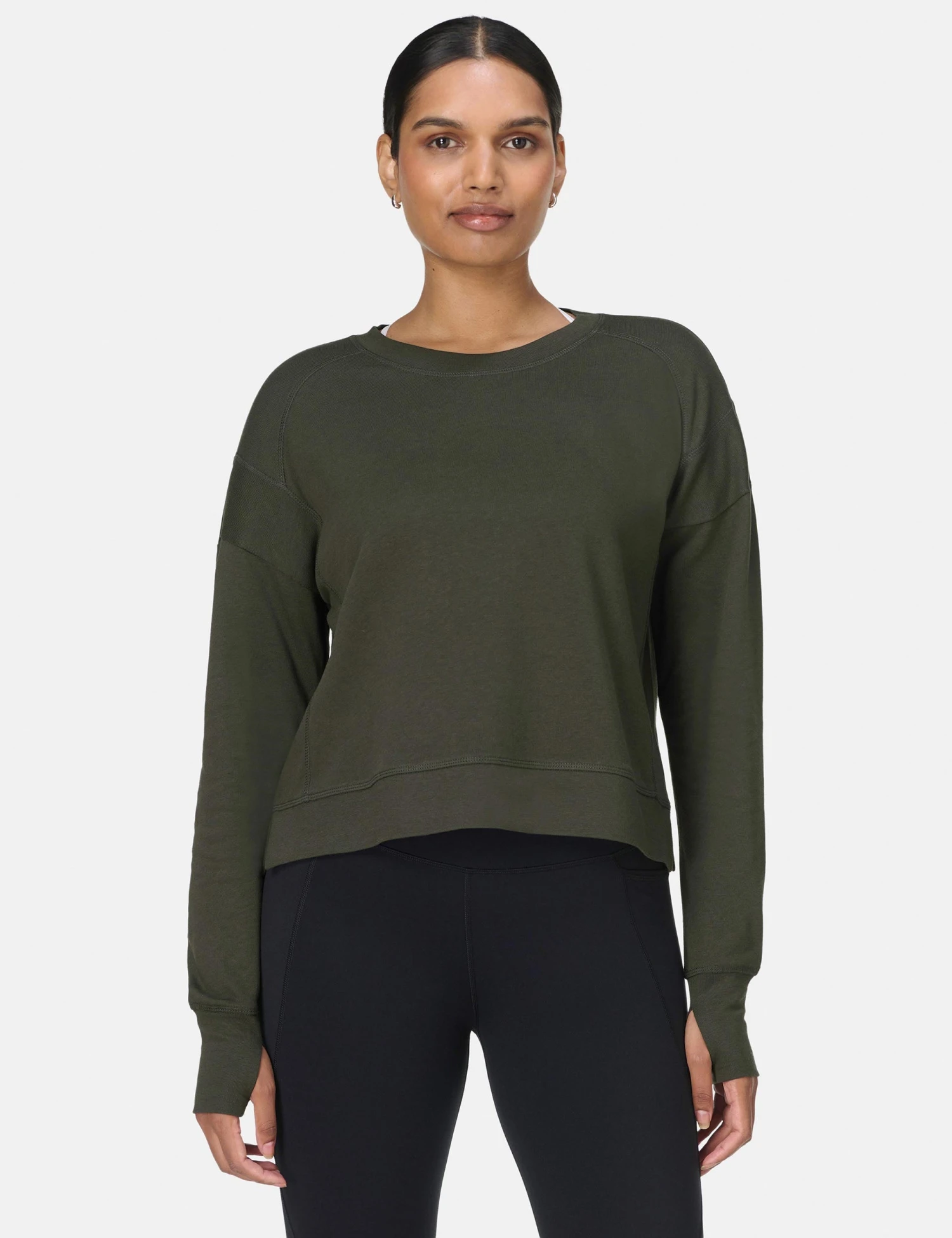 Sweaty Betty After Class Crop Sweatshirt - Nori Green 3 Sweaty Betty After Class Crop Sweatshirt - Nori Green