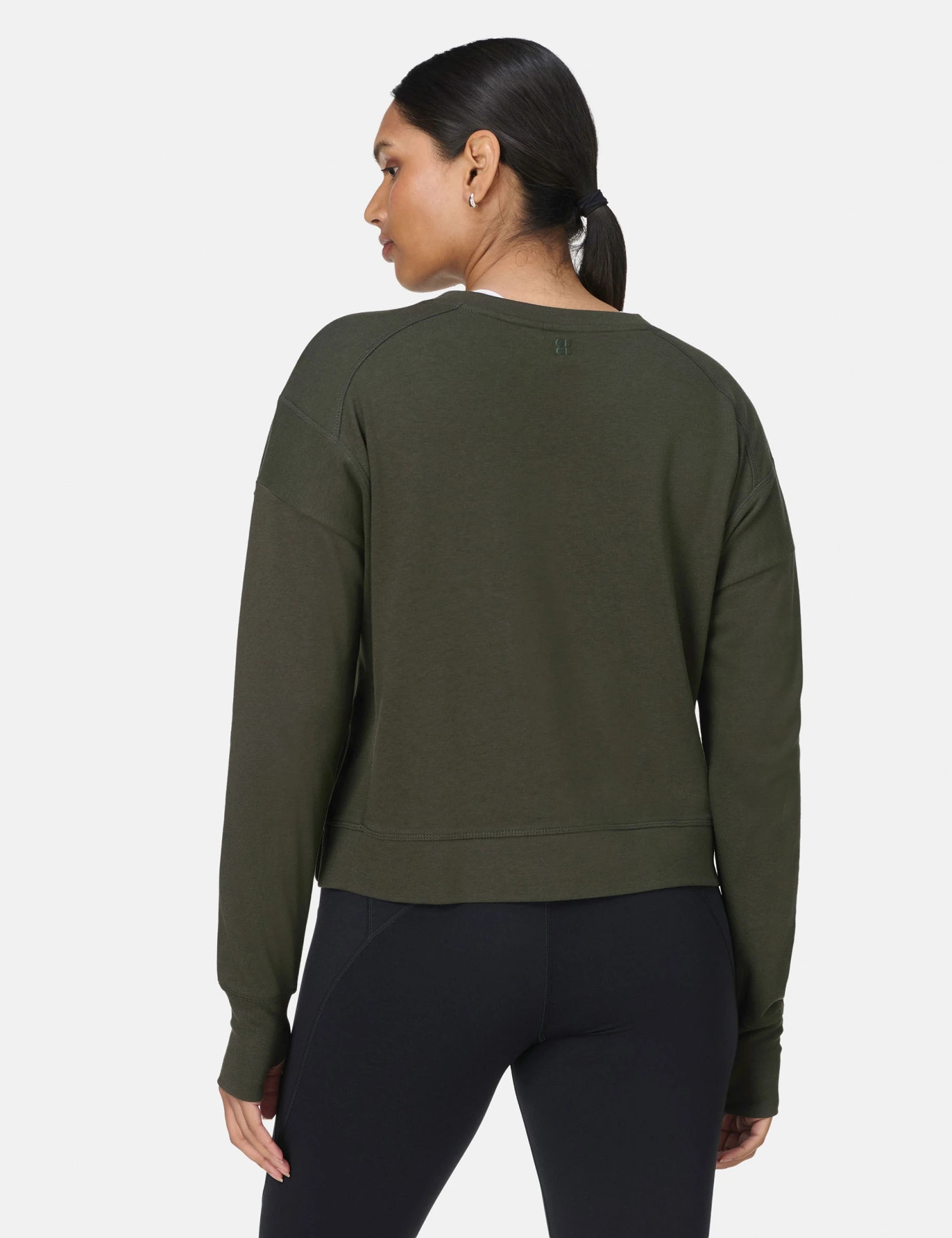 Sweaty Betty After Class Crop Sweatshirt - Nori Green 4 Sweaty Betty After Class Crop Sweatshirt - Nori Green - Image 2
