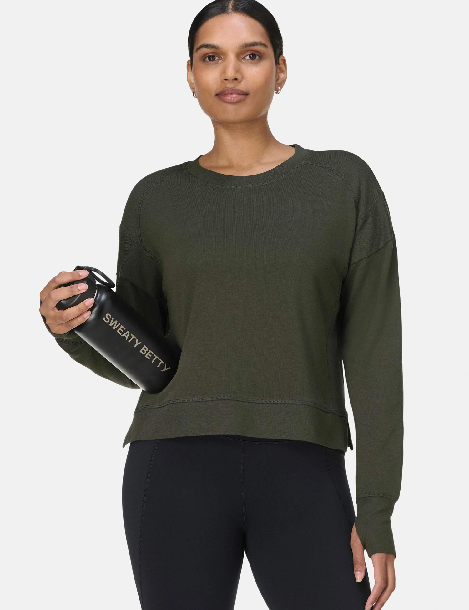 Sweaty Betty After Class Crop Sweatshirt - Nori Green 7 Sweaty Betty After Class Crop Sweatshirt - Nori Green - Image 5