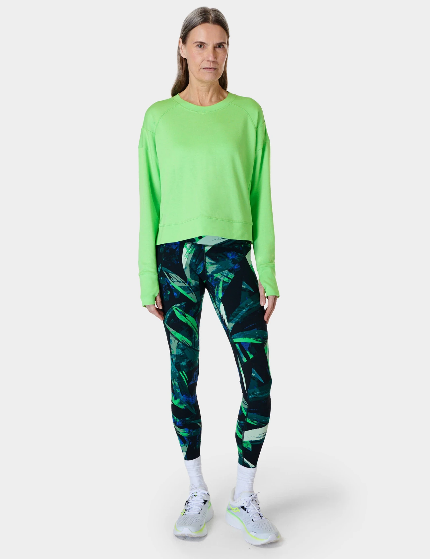 Sweaty Betty After Class Crop Sweatshirt - Zest Green 8 Sweaty Betty After Class Crop Sweatshirt - Zest Green - Image 6