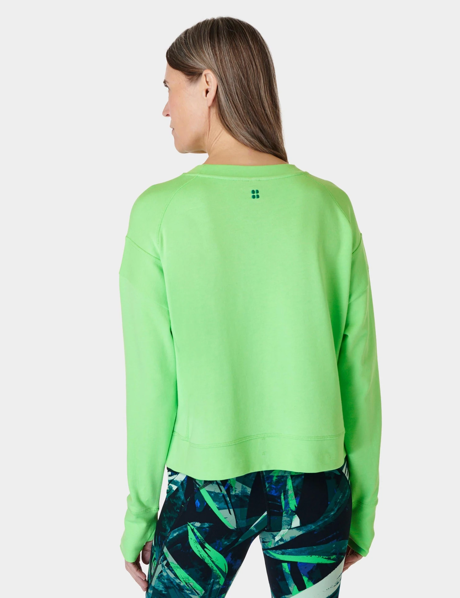 Sweaty Betty After Class Crop Sweatshirt - Zest Green 4 Sweaty Betty After Class Crop Sweatshirt - Zest Green - Image 2