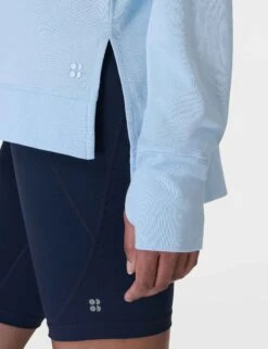 Sweaty Betty After Class Cross Back Sweatshirt - Breeze Blue -The Sports Edit Store sweaty betty after class cross back sweatshirt breeze blue sb8090 6