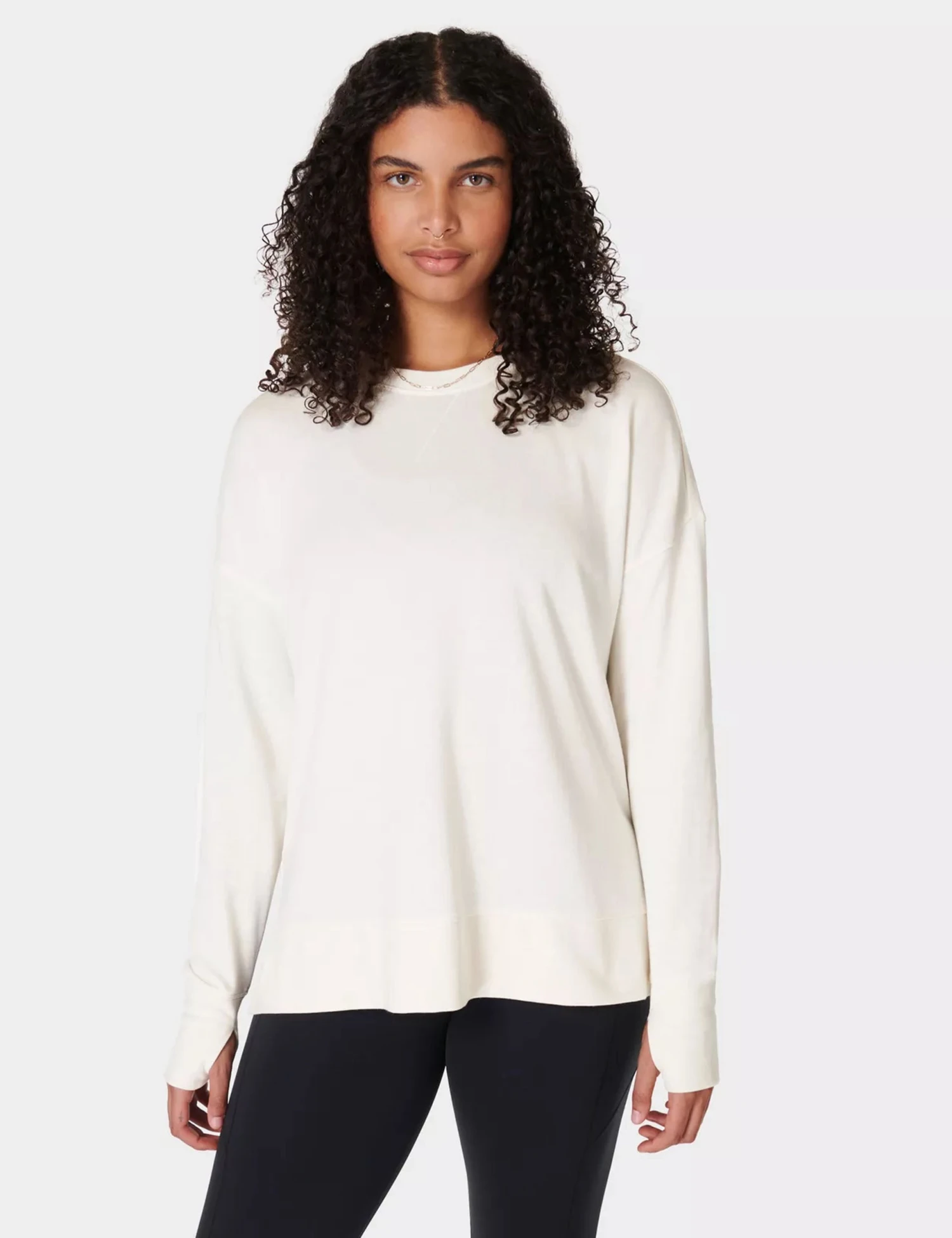 Sweaty Betty After Class Longline Sweatshirt - Lily White 3 Sweaty Betty After Class Longline Sweatshirt - Lily White