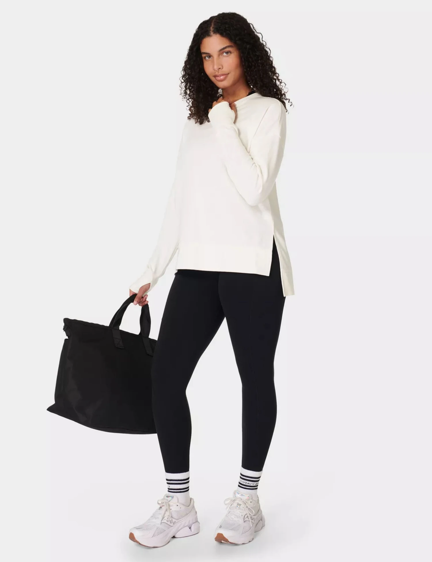 Sweaty Betty After Class Longline Sweatshirt - Lily White 9 Sweaty Betty After Class Longline Sweatshirt - Lily White - Image 7