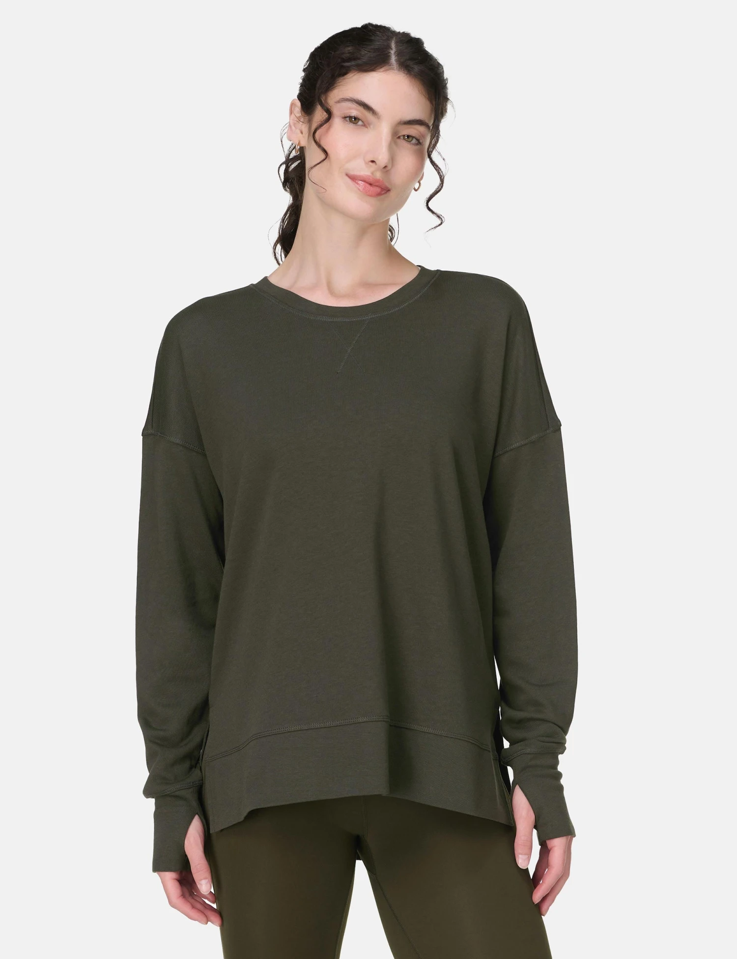 Sweaty Betty After Class Longline Sweatshirt - Nori Green 3 Sweaty Betty After Class Longline Sweatshirt - Nori Green