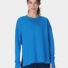 Sweaty Betty After Class Longline Sweatshirt - Tidal Blue -The Sports Edit Store sweaty betty after class longline sweatshirt tidal blue sb8985 1