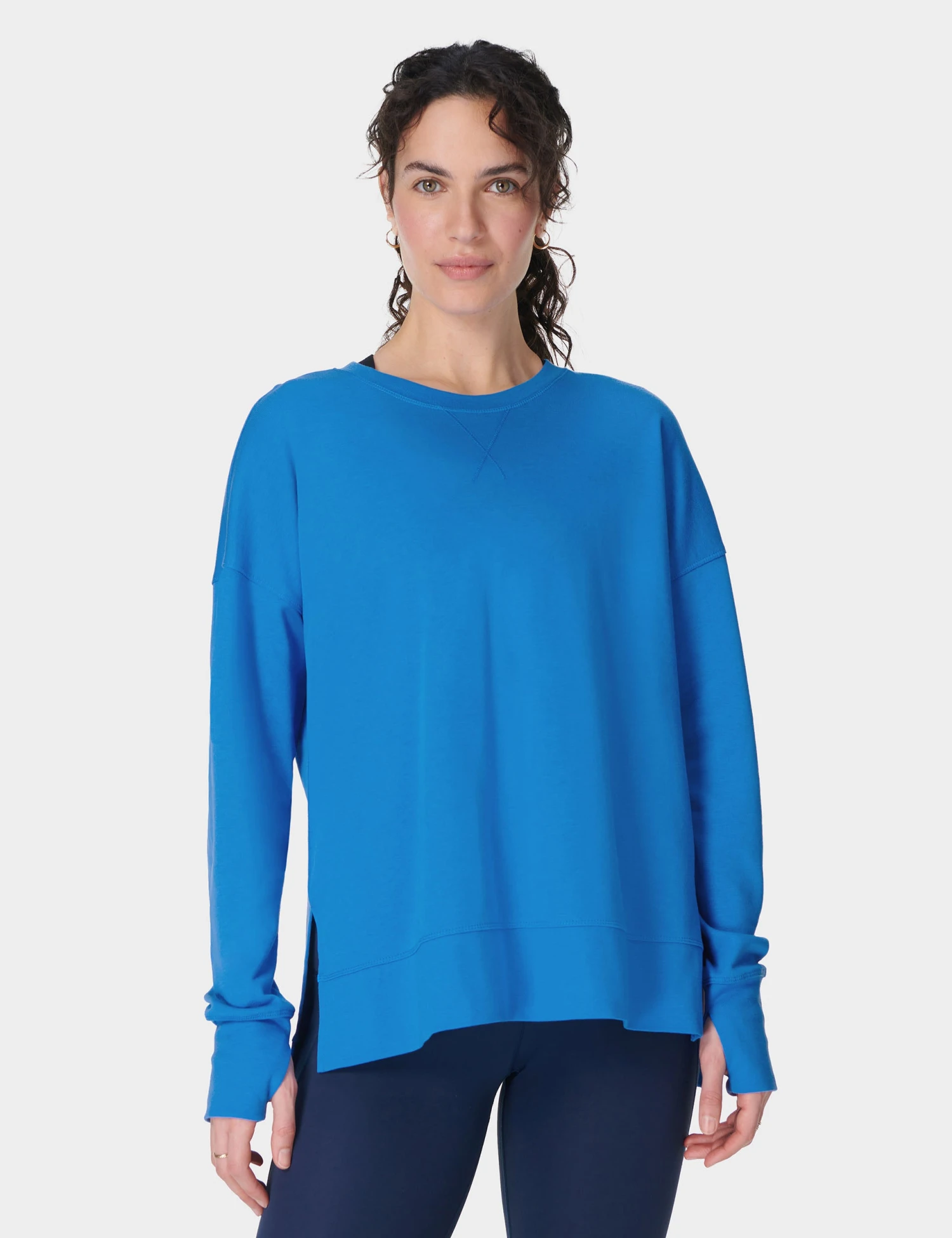Sweaty Betty After Class Longline Sweatshirt - Tidal Blue 3 Sweaty Betty After Class Longline Sweatshirt - Tidal Blue