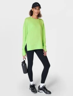 Sweaty Betty After Class Longline Sweatshirt - Zest Green -The Sports Edit Store sweaty betty after class longline sweatshirt zest green sb8985 4