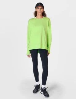 Sweaty Betty After Class Longline Sweatshirt - Zest Green -The Sports Edit Store sweaty betty after class longline sweatshirt zest green sb8985 8