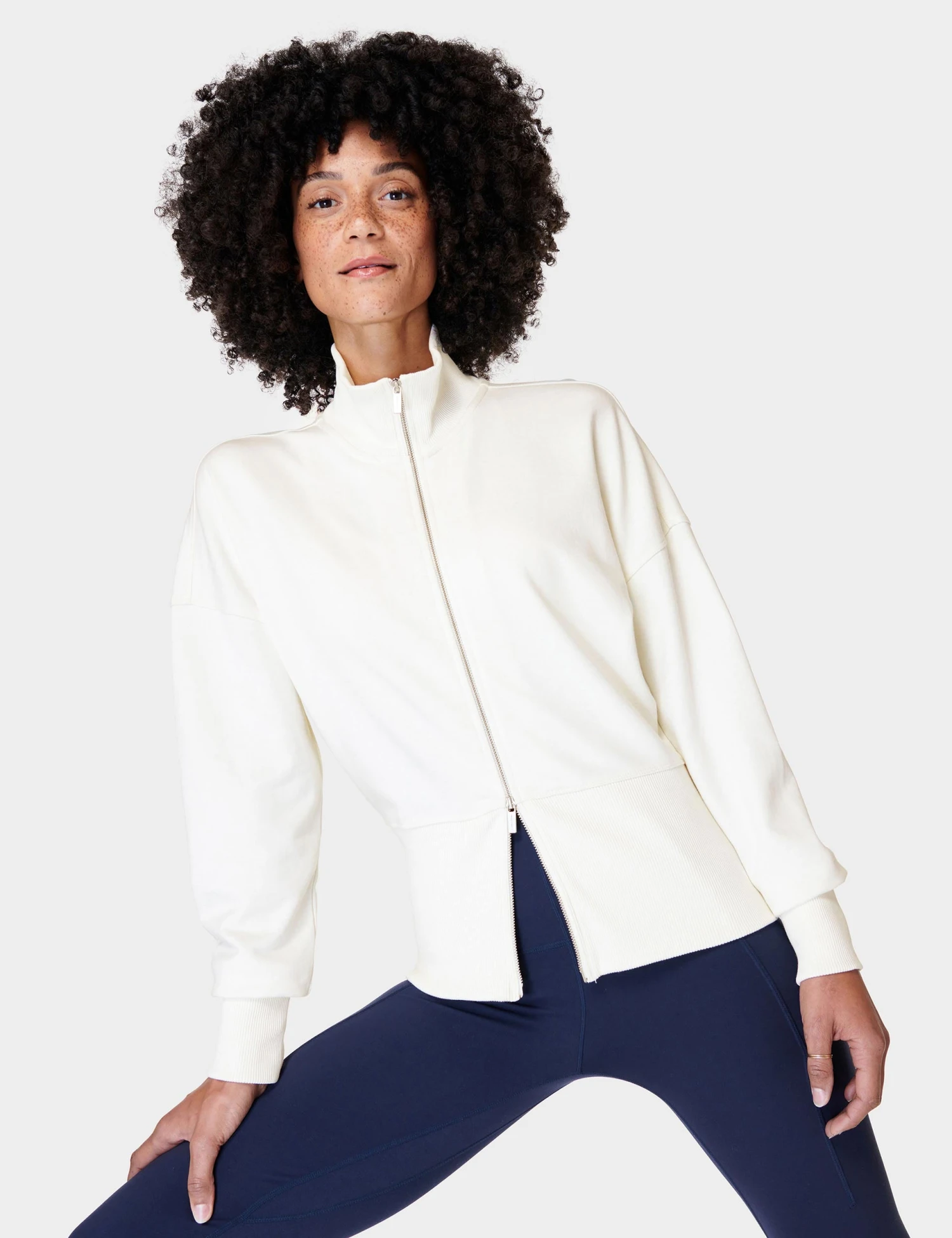 Sweaty Betty After Class Zip Up - Lily White 3 Sweaty Betty After Class Zip Up - Lily White