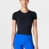 Sweaty Betty Athlete Crop Seamless Gym T-Shirt - Black 1 Sweaty Betty Athlete Crop Seamless Gym T-Shirt - Black -The Sports Edit Store sweaty betty athlete crop seamless gym t shirt black sb8996 1