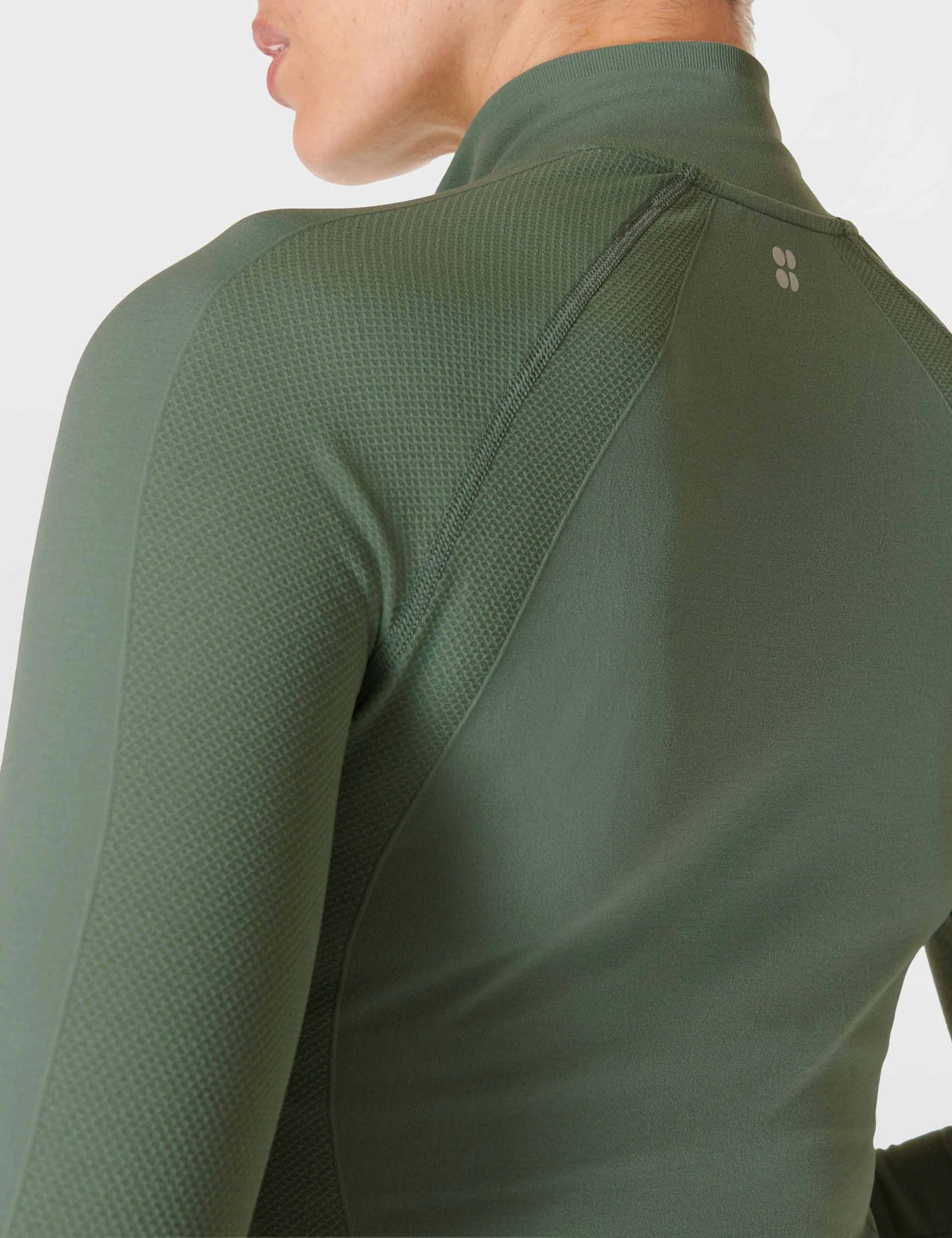 Sweaty Betty Athlete Crop Seamless Gym Zip Up - Cool Forest Green 6 Sweaty Betty Athlete Crop Seamless Gym Zip Up - Cool Forest Green - Image 4