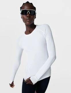 Sweaty Betty Athlete Seamless Workout Long Sleeve Top - White