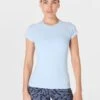Sweaty Betty Athlete Seamless Gym T-Shirt - Breeze Blue 2 Sweaty Betty Athlete Seamless Gym T-Shirt - Breeze Blue -The Sports Edit Store sweaty betty athlete seamless gym t shirt breeze blue sb6546 1