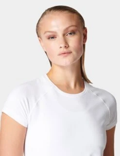 Sweaty Betty Athlete Seamless Gym T-Shirt - White -The Sports Edit Store sweaty betty athlete seamless gym t shirt white sb6546 3