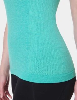 Sweaty Betty Athlete Seamless Gym Vest - Seaspray Ripple Blue Marl -The Sports Edit Store sweaty betty athlete seamless gym vest seaspray ripple blue sb6545 4