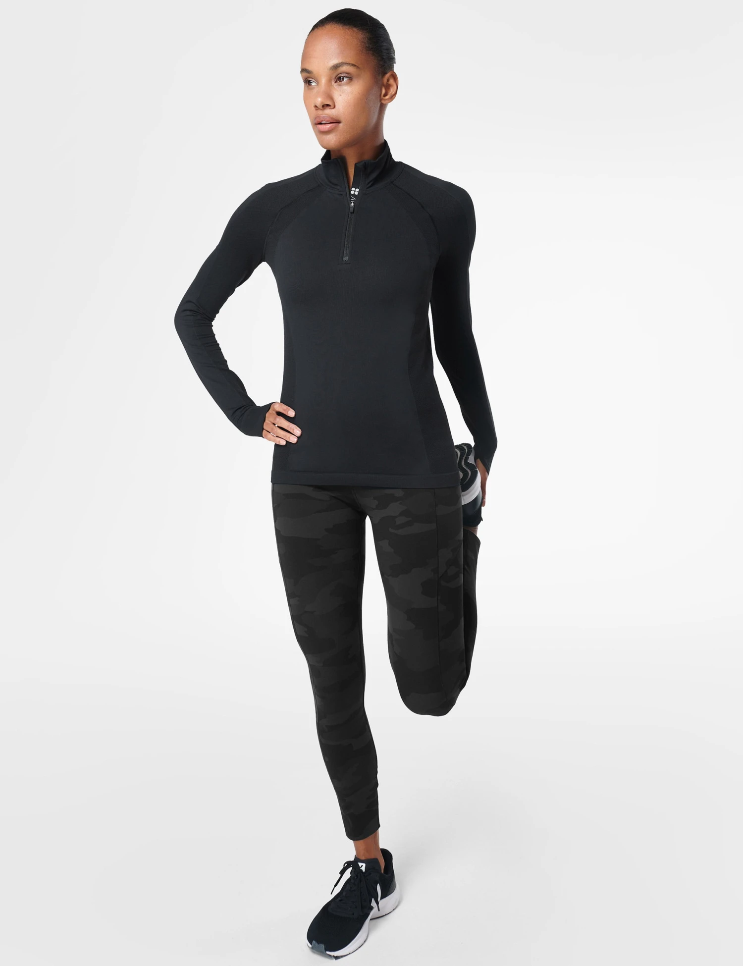 Sweaty Betty Athlete Seamless Half Zip Long Sleeve Top - Black 8 Sweaty Betty Athlete Seamless Half Zip Long Sleeve Top - Black - Image 6