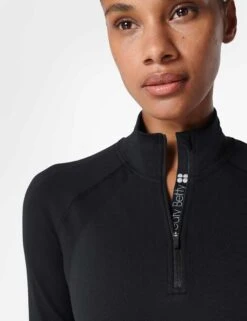 Sweaty Betty Athlete Seamless Half Zip Long Sleeve Top - Black 11 Sweaty Betty Athlete Seamless Half Zip Long Sleeve Top - Black -The Sports Edit Store sweaty betty athlete seamless half zip long sleeve top black sb6548 8