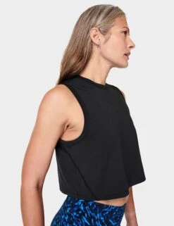 Sweaty Betty Breathe Easy Crop Muscle Vest - Black -The Sports Edit Store sweaty betty breathe easy crop muscle vest black sb9083 3