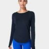 Sweaty Betty Breathe Easy Running Long Sleeve Top - Black -The Sports Edit Store sweaty betty breathe easy running long sleeve top black sb9122 001 1