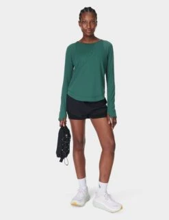 Sweaty Betty Breathe Easy Running Long Sleeve Top - Glade Green -The Sports Edit Store sweaty betty breathe easy running long sleeve top glade green sb9122 5