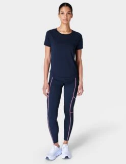 Sweaty Betty Breathe Easy Running T-Shirt - Navy Blue -The Sports Edit Store sweaty betty breathe easy running t shirt navy blue sb9121 5