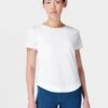 Sweaty Betty Breathe Easy Running T-Shirt - White -The Sports Edit Store sweaty betty breathe easy running t shirt white sb9121 1