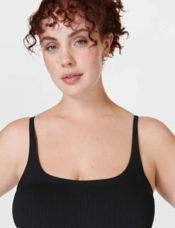 Sweaty Betty Capri Crinkled Scoop Neck Swimsuit - Black -The Sports Edit Store sweaty betty capri crinkled scoop neck swimsuit black sb9817 5