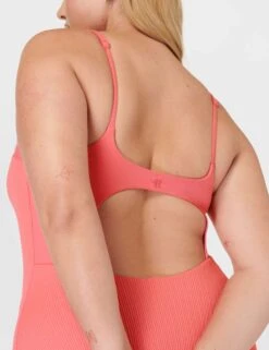 Sweaty Betty Capri Crinkled Scoop Neck Swimsuit - Coral Pink -The Sports Edit Store sweaty betty capri crinkled scoop neck swimsuit coral pink sb9817 3