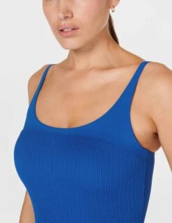 Sweaty Betty Capri Crinkled Scoop Neck Swimsuit - Lightning Blue -The Sports Edit Store sweaty betty capri crinkled scoop neck swimsuit lightning blue sb9817 4