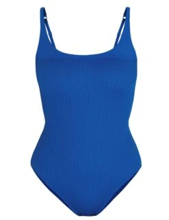 Sweaty Betty Capri Crinkled Scoop Neck Swimsuit - Lightning Blue -The Sports Edit Store sweaty betty capri crinkled scoop neck swimsuit lightning blue sb9817 6