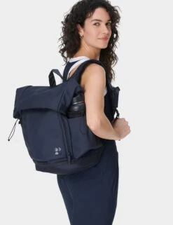 Sweaty Betty City Goer Backpack in Navy Blue - 28L Roll-Top Gym Bag -The Sports Edit Store sweaty betty city goer backpack navy blue sb10076 8