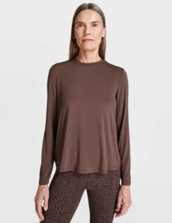 Sweaty Betty Drape Back Long Sleeve Top - Walnut Brown