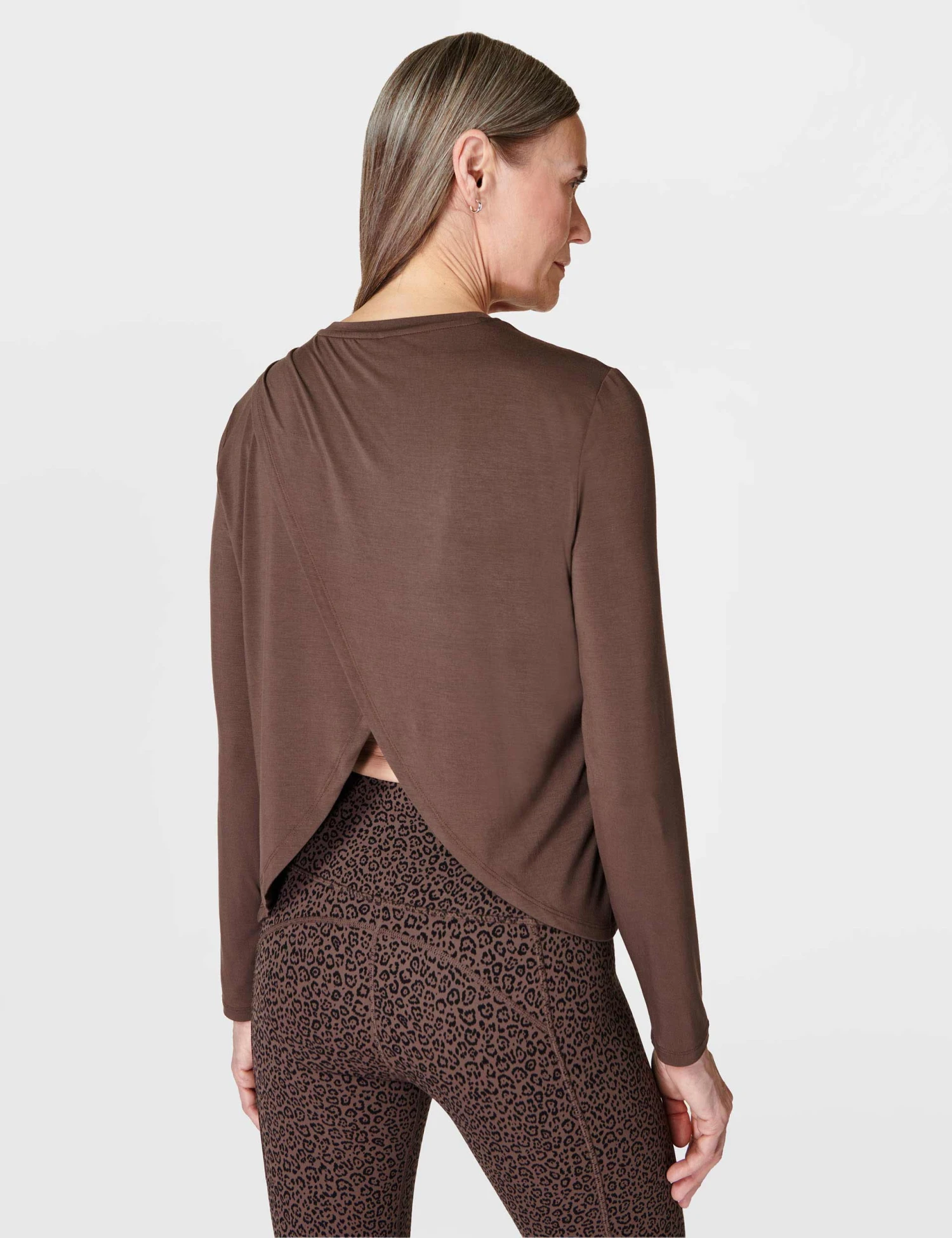 Sweaty Betty Drape Back Long Sleeve Top - Walnut Brown 4 Sweaty Betty Drape Back Long Sleeve Top - Walnut Brown - Image 2