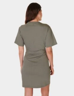 Sweaty Betty Easy Ruched T-Shirt Dress - Umbra Green -The Sports Edit Store sweaty betty easy ruched t shirt dress umbra green sb9928 2