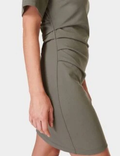 Sweaty Betty Easy Ruched T-Shirt Dress - Umbra Green -The Sports Edit Store sweaty betty easy ruched t shirt dress umbra green sb9928 3
