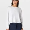 Sweaty Betty Essential Crop Long Sleeve T-Shirt - White -The Sports Edit Store sweaty betty essential crop long sleeve t shirt white sb9689 1