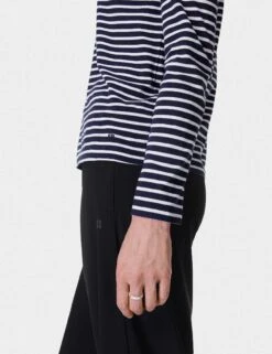 Sweaty Betty Essential Long Sleeve T-Shirt - Navy Blue White Stripe 11 Sweaty Betty Essential Long Sleeve T-Shirt - Navy Blue White Stripe -The Sports Edit Store sweaty betty essential ls t shirt navy blue white stripe sb9690 4