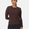 Sweaty Betty Essential Sculpt Long Sleeve Top - Sable Brown -The Sports Edit Store sweaty betty essential sculpt ls top sable brown sb9818 1