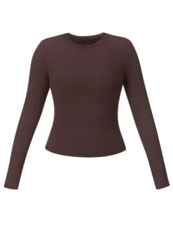 Sweaty Betty Essential Sculpt Long Sleeve Top - Sable Brown -The Sports Edit Store sweaty betty essential sculpt ls top sable brown sb9818 5